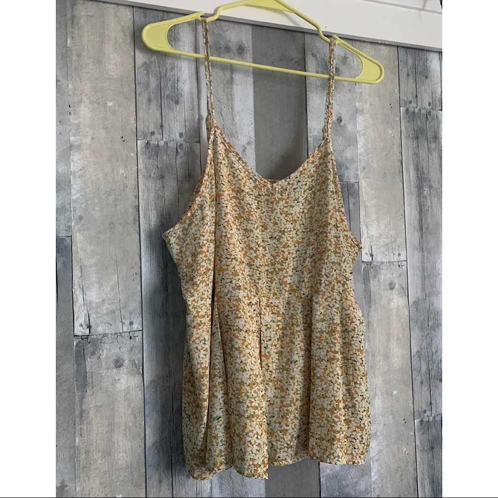 Floral Yellow Pleated Cami